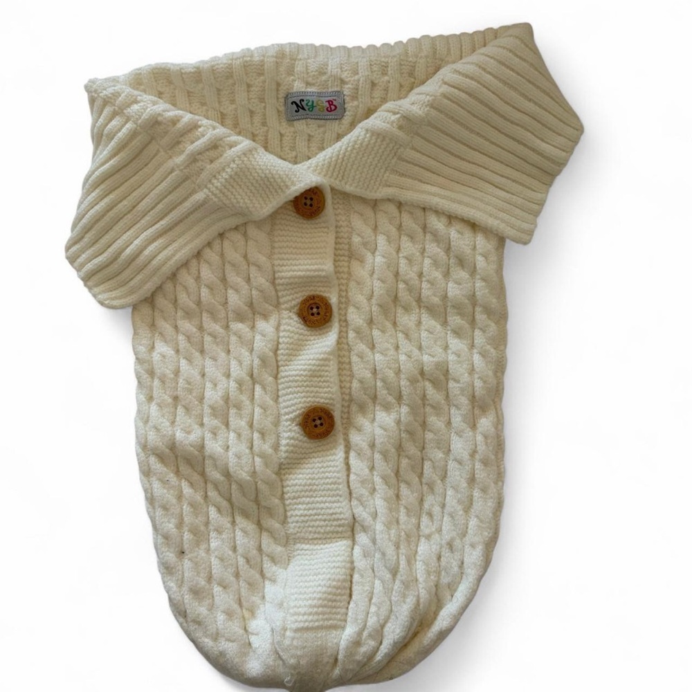 Cream Cable Knit Baby Swaddle Sleep Sack